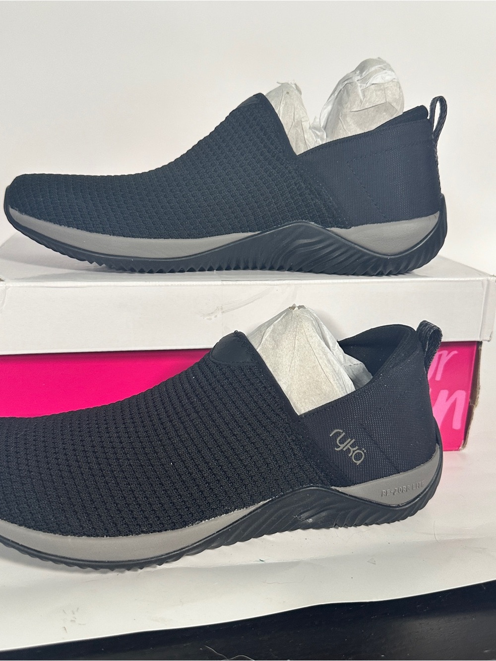 New in Box 9.5 Ryka Black Knit Slip-On Sneakers - Picture 3 of 4